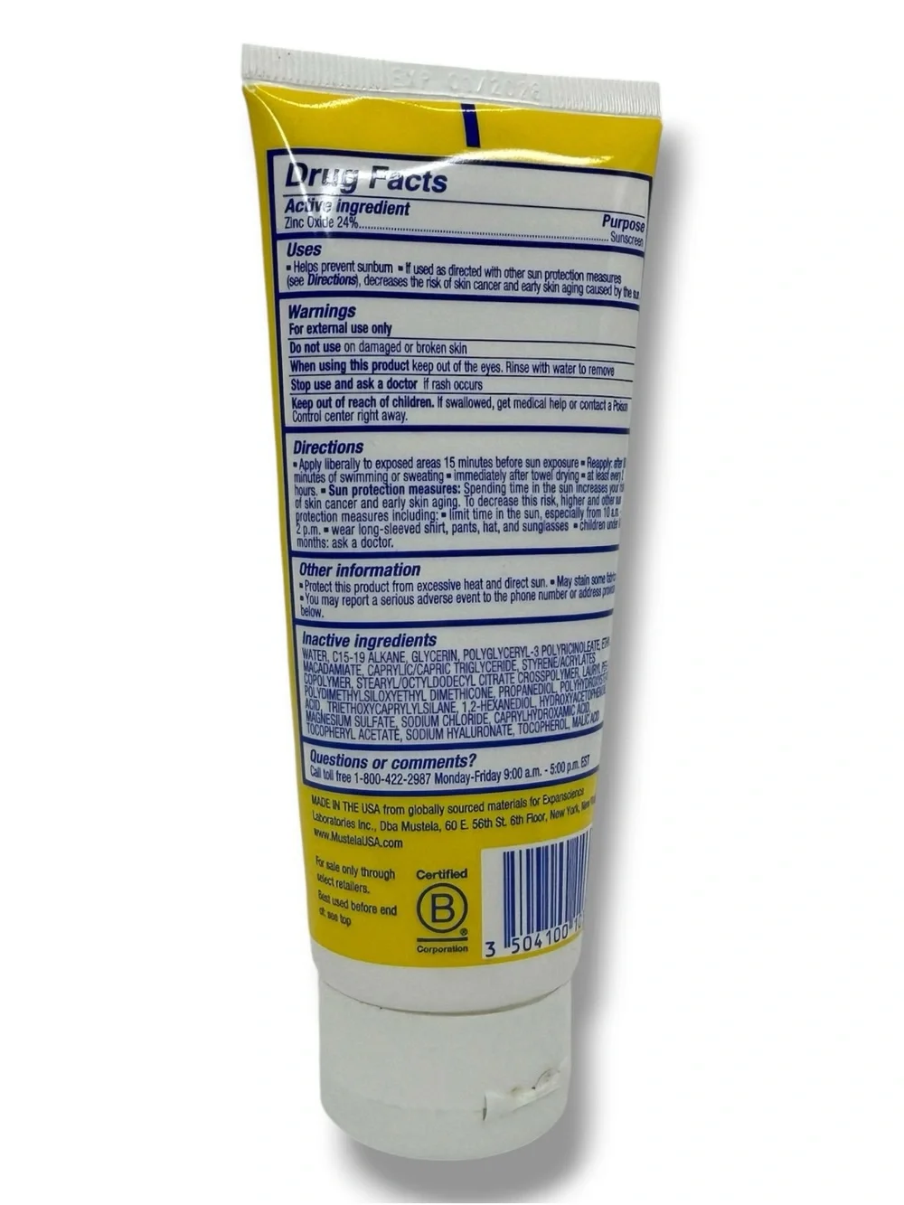 Mustela Baby Mineral Sunscreen Lotion SPF 50 Face & Body 3.38 fl oz EXP: 1/28